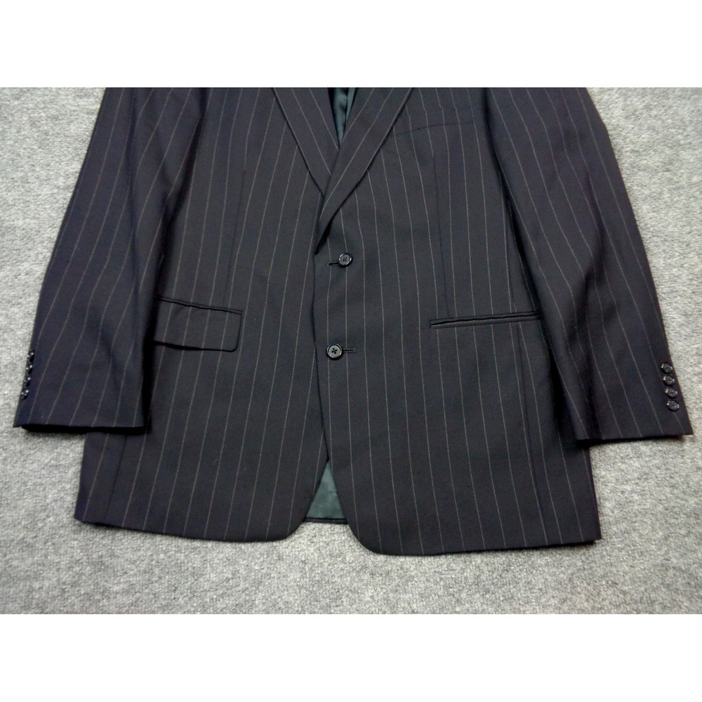 Burberry Virgin Wool Navy Blazer Size 42R Mens Jacket Pinstripe - Picture 2 of 15